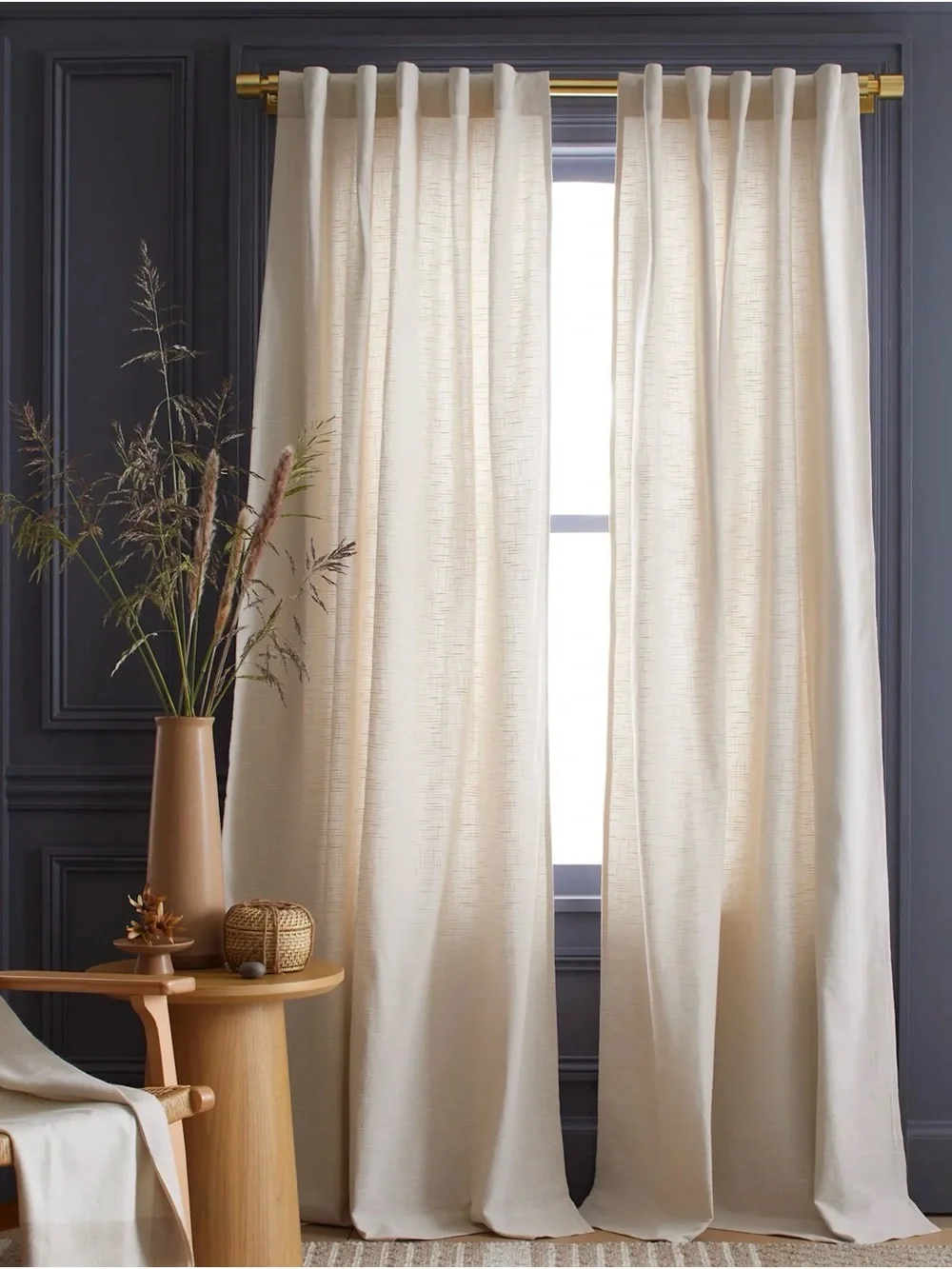 Quince Cotton Slub Curtain Panel in Natural 96x108”